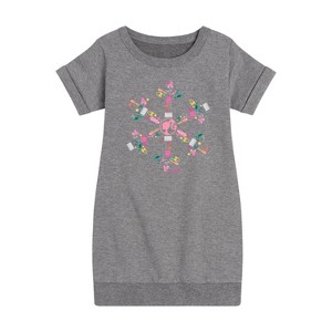 Girls' - Barbie - Holiday & Christmas Graphic Short Sleeve Fleece Dress - 1 of 4
