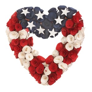 15" American Flag Themed Heart Shaped Wreath - National Tree Company - 1 of 3