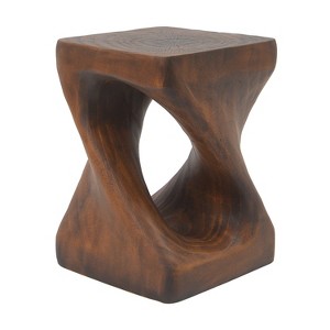 TiramisuBest Modern Twist Side Table, Black Wood-Textured End Table for Living Room & Apartment - 1 of 4