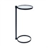 C Shaped Martini Drink Round Table with Black or Gold Metal Base, Tempered Glass top - 2 of 4