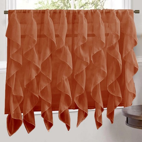 Sheer Voile Vertical Ruffle Window Kitchen Curtain by Sweet Home Collection® - image 1 of 3