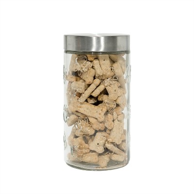 Amici Pet Marble Paw Glass Food Canister, Large, 72oz