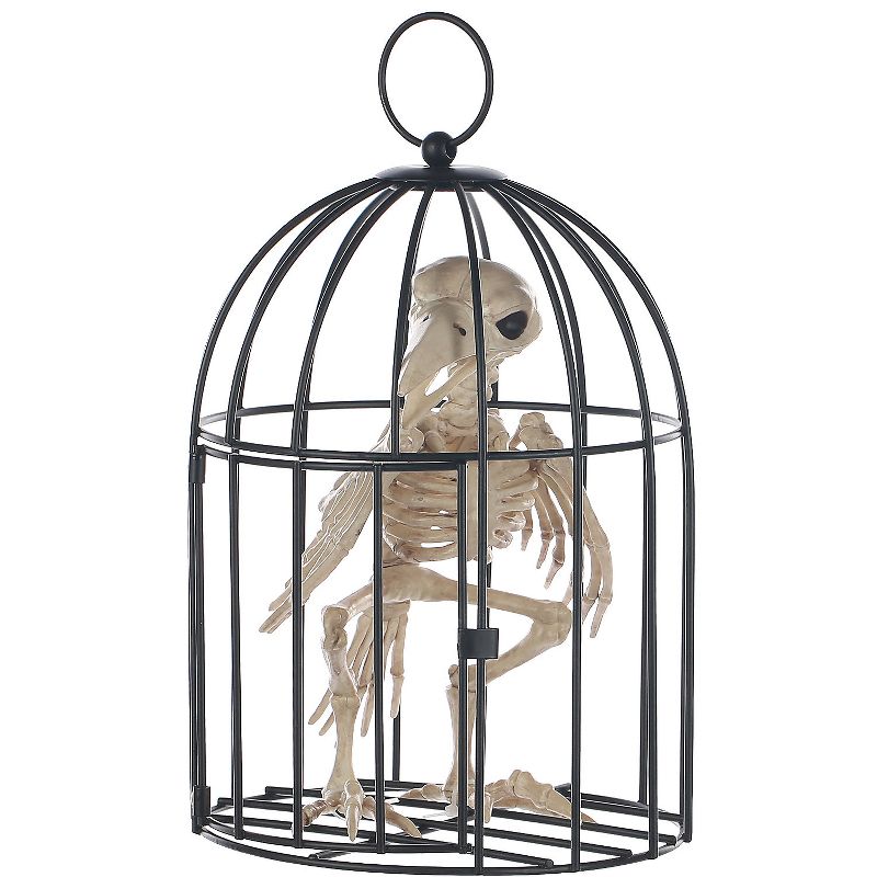 Halloween Express  Skeleton Crow in a Cage Halloween Costume - Size 9.5 in - Off-White, 4 of 5