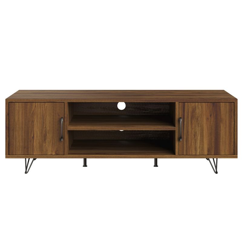 Lavish Home 50-inch TV Stand with 2 Doors, Media Shelves, Cord Management, and Hairpin Legs,  Dark Walnut, 1 of 9