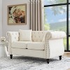 TiramisuBest 58.8" 2-Seater Tufted Velvet Sofa with Rolled Arms & Nailhead Trim, Beige for Living Room, Bedroom & Office-2 Pillows - 3 of 4
