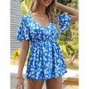 Women Casual V-Neck T-Shirts Loose Ruffle Short Sleeve Tops Tunic Blouses - 4 of 4