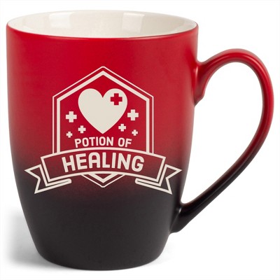 100 North Magic Potion 10 Ounce Red and Black Two Toned Ombre, Comfortably Fits Your Hands, Ceramic Tea Coffee Cup Mug, Potion of Healing
