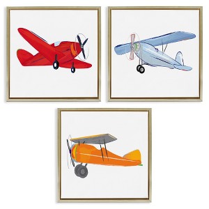 Stupell Industries Triple Colorful Airplanes Drawing, 18" x 18" - 1 of 4