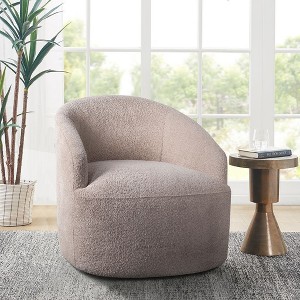 CAVINAS Polyester Barrel Swivel Accent Chair with Mid-Height Curved Back,Upholstered Swivel Living Room Chairs,Reading Chairs for Living Room - 1 of 4