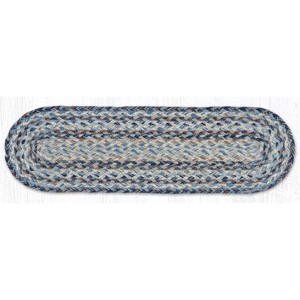 Earth Rugs Handcrafted Denim Oval Jute Stair Tread – 27"x8.25" - 1 of 3