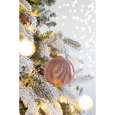 YOOCOZZ Trendy Household Christmas Decoration 6 Set, 3.9" Elegent Xmas Ball Ornaments, Glass Decorative Hanging Ball Xmas Tree Ornaments