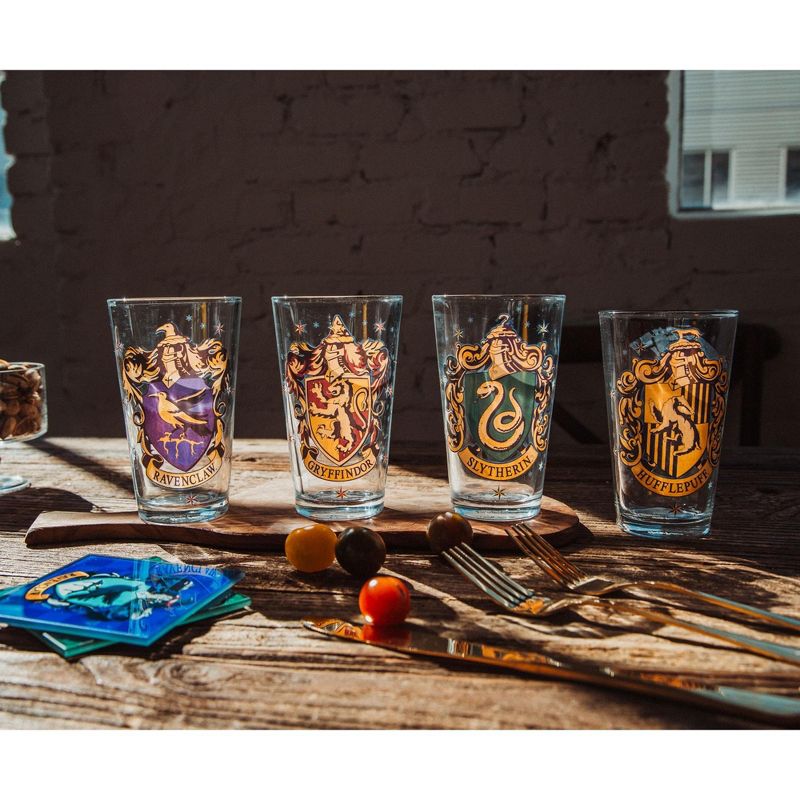 Silver Buffalo Harry Potter Hogwarts House Crests 16-Ounce Pint Glasses | Set of 4, 3 of 7