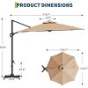 10FT Cantilever Patio Umbrella,360 Degree Rotation,Aluminum Frame Hanging Market Umbrella with Cross Base, Stable for Backyard, Garden, Porch - 2 of 4