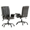VECELO Ergonomic Leather Office Chair, Adjustable Swivel Desk Chair with Armrests & Lumbar Support, Black/Brown - 2 of 4