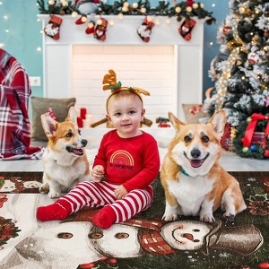 Christmas Area Rug Non Slip Living Room Throw Carpet Snowman Washable Soft Indoor Carpet Non-Shedding Rug for Bedroom Dining Room - 1 of 4