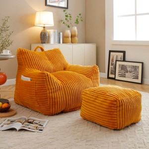 Bean Bag Chair Modern with Footstool and Armrests for Living Room Lounge 27.5"W-3irtyhousy - 1 of 4