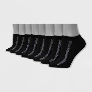 Hanes Premium Women's Heel Toe Cushioned Arch Support 6+2 Bonus Pack No Show Socks - Black 5-9