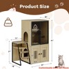 All-in-One Cat Litter Box Furniture Enclosure w/ Hammock & Scratching Posts, Magnetic Door Cat Toilet, Wooden Dual Hidden Litter Box - 4 of 4