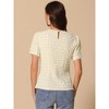 INSPIRE CHIC Women's Vintage Crew Neck Puff Sleeve Casual Plaid Gingham Blouse - 3 of 4