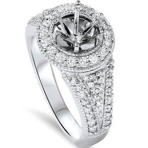 Pompeii3 5/8ct Round Halo Diamond Engagement Ring Setting 14K White Gold - 1 of 4