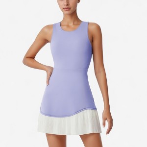 Anna-Kaci Active Women's Sleeveless Tennis Dress with Scoop Neck Fitted Bodice and Contrast Pleated Hem - 1 of 4