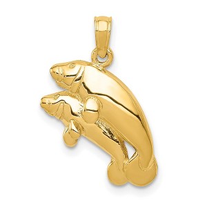Black Bow Jewelry 14k Yellow Gold Double Manatee Pendant - 1 of 4