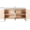 Farmhouse Buffet Cabinet with Shelves, Curved 4-Door Sideboard Credenza, Washed Decorative Storage Cabinet with Wooden Handles-Maison Boucle - 4 of 4