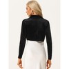 INSPIRE CHIC Women's Long Sleeve Lapel Collar Velvet Open Front Cropped Cardigan - 3 of 4