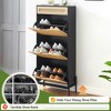 Rattan Storage Cabinet - 3 Flip Doors & 1 Drawer, Adjustable Shelves, Anti-Tip Safety, Elegant Oak Finish, Ample Shoe Storage for Entryway - 4 of 4