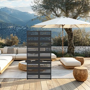 Wooakway 35" x 72" Black Metal Garden Trellis Privacy Screen Indoor Outdoor Room Divider Lattice Panel - 1 of 4