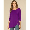 Allegra K Women's 3/4 Sleeve Round Neck Button Decor Casual Stretchy Tunic Tops - 4 of 4