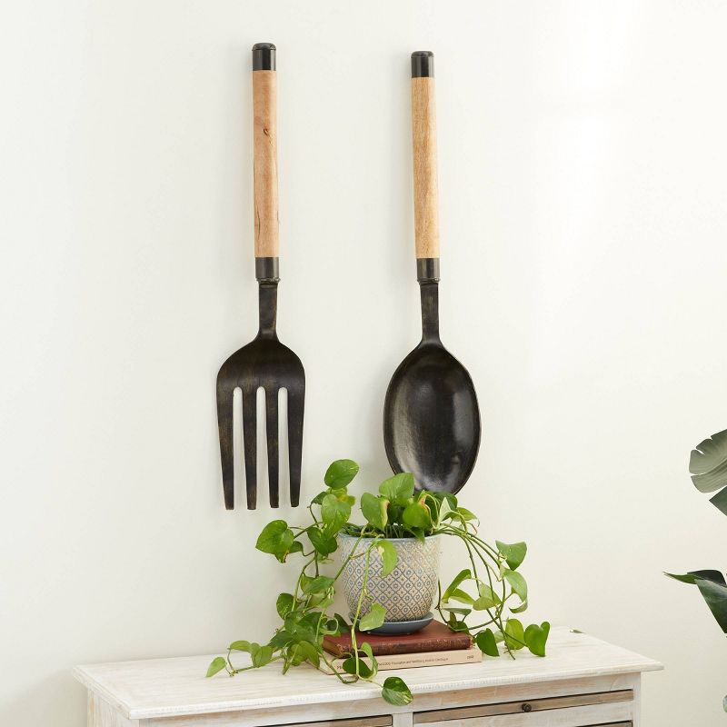 Set of 2 Aluminum Utensils Spoon and Fork Wall Decors - Olivia & May, 2 of 24