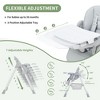 Foldable Baby High Chair with 5-Point Harness - Adjustable Height, Removable Tray & Locking Wheels, PU Leather Portable Highchair (Dark Grey) - 4 of 4