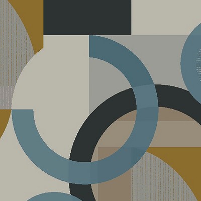 NEXT Retro Shapes Geo Blues and Mustard Wallpaper
