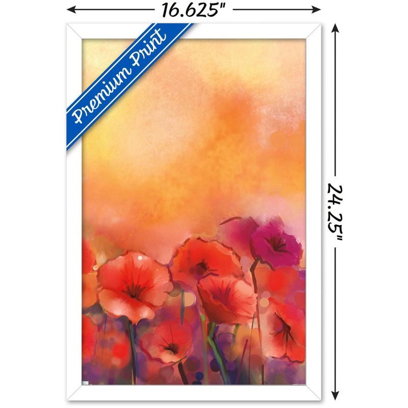 Trends International Red Poppy Flowers Framed Wall Poster Prints, 3 of 7