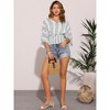 INSPIRE CHIC Women's Summer 3/4 Sleeve V Neck Boho Print Chiffon Smocked Waist Dolman Blouses - 4 of 4