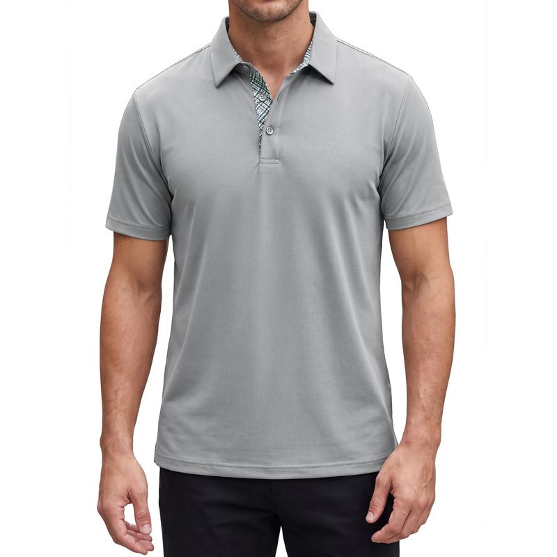 INSPIRE CHIC Men's Short Sleeve Performance Athletic Golf Polo Shirts S Gray