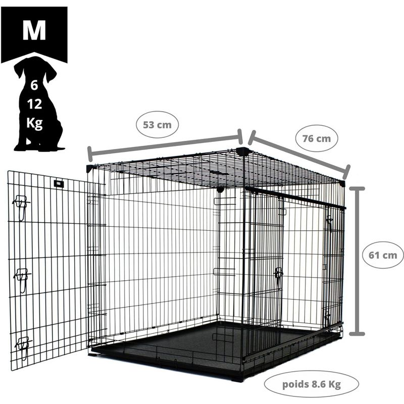 Lucky Dog Dwell Series 30 Inch Small/Medium Lightweight Kennel Secure Fenced Pet Dog Crate w/Divider Panels, Sliding Doors, and Removable Tray, Black, 2 of 7