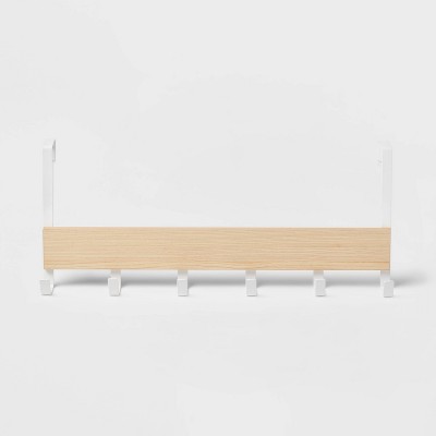 Large Over the Door Hook with Wood 6 Hooks Matte White - Brightroom™