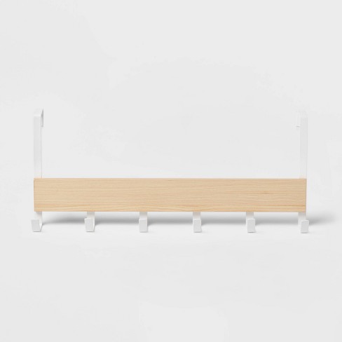 Large Over the Door Hook with Wood 6 Hooks Matte White - Brightroom™