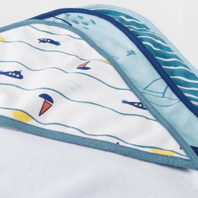 Baby 3pk Boys&#39; Seaside Hooded Towel - Cloud Island&#8482; Blue_1