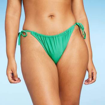 Women's Side-Tie Medium Coverage Hipster Bikini Bottom - Shade & Shore™  Dark Green XL