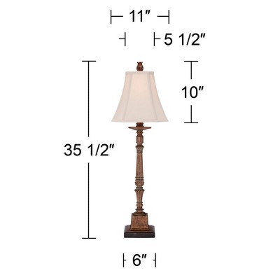 Thornewood Crackled Brown Candlestick Console Table Lamp with Beige Shade