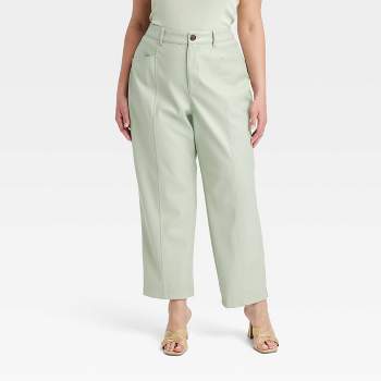 Women's High-rise Relaxed Fit Baggy Wide Leg Trousers - A New Day™ Green 26  : Target