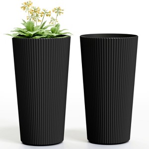INFURNIC Planters, Outdoor Flower Pot, Tall Planters with Drainage Hole, for gardens, patios, or indoor spaces - 1 of 4