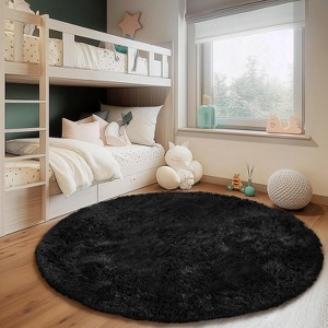 5ft Round Fluffy Area Rug, Soft Shaggy Circle Carpet for Bedroom, Kids Girls Boys Room - 1 of 4