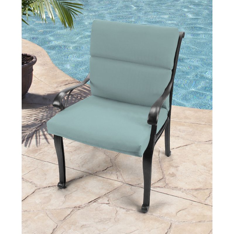 Outdoor French Edge Dining Chair Cushion - Misty Waterfall - UV-Resistant, Weather-Proof, Easy-Clean Acrylic, 3 of 5