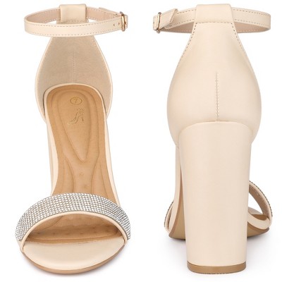 Perphy Women's Open Toe Rhinestone Ankle Strap Chunky Heel Sandals - image 2