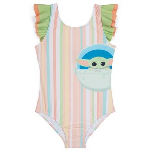Star Wars The Mandalorian Grogu Girls UPF 50+ One Piece Bathing Suit Little Kid to Big Kid - 1 of 4
