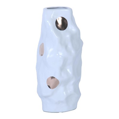 Gulches Modern White Ceramic Vase with Gold Design - Elegant Home Decor